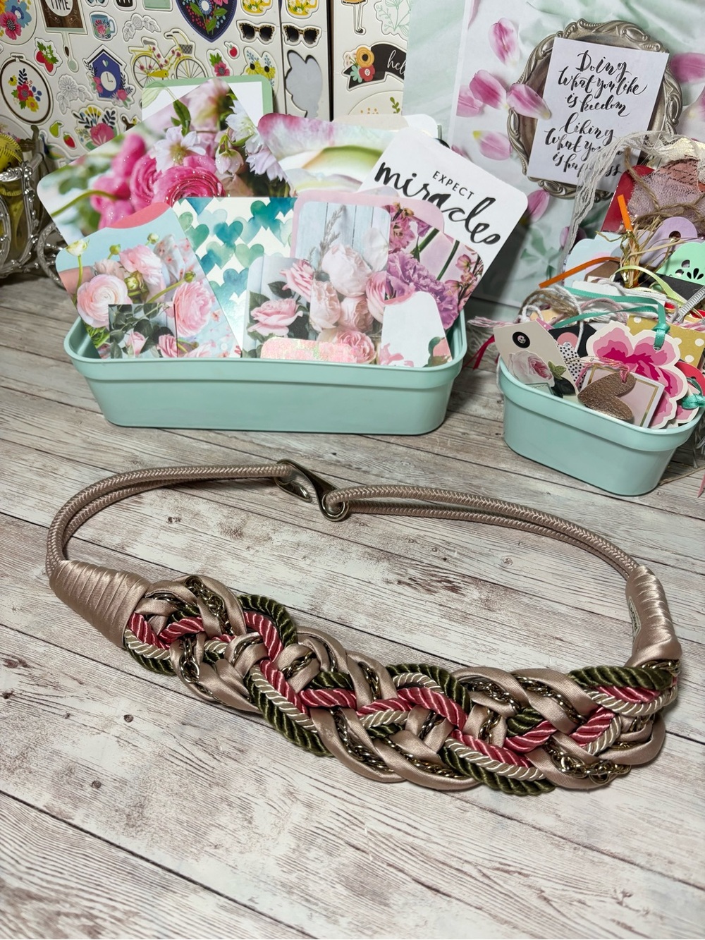 Vintage Leather Shop Braided Cord & Rope Statement Belt Women’s Sz M Boho Chic